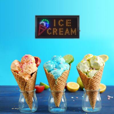 Neon LED Ice Cream Sign with Animation