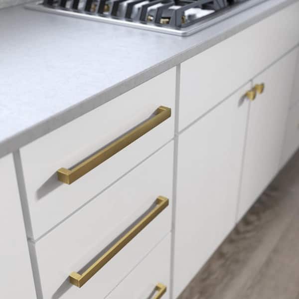 5-Pack Simply Geometric 12 in. (305 mm) Modern Gold Cabinet Drawer Pulls
