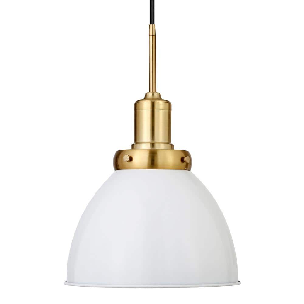 Modern 12" White Polished Nickel Dome Pendant Light