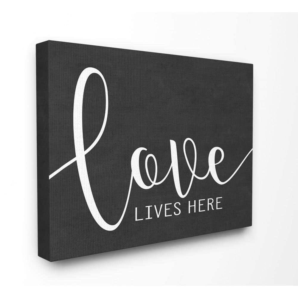 16 in. x 20 in. Love Lives Here by Lettered and Lined Printed Canvas W