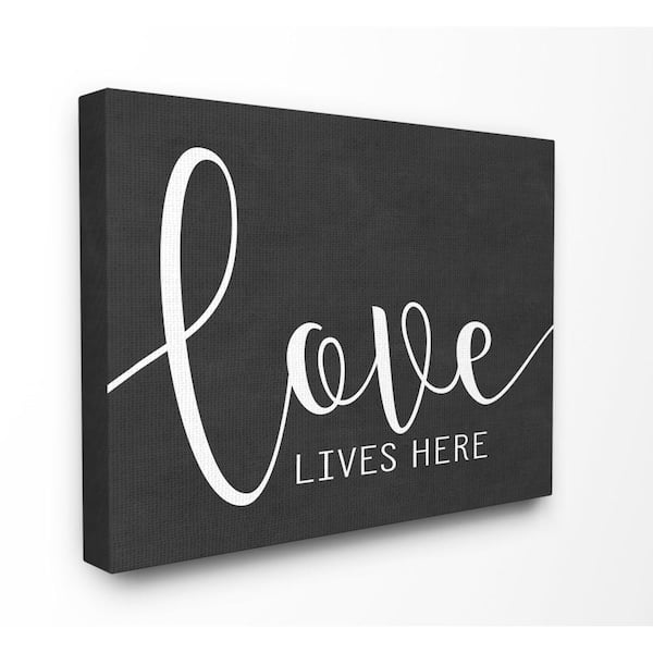 Stupell Industries 24 in. x 30 in. "Love Lives Here" by Lettered and Lined Printed Canvas Wall Art