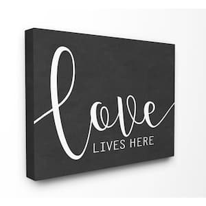 30 in. x 40 in. "Love Lives Here" by Lettered and Lined Printed Canvas Wall Art