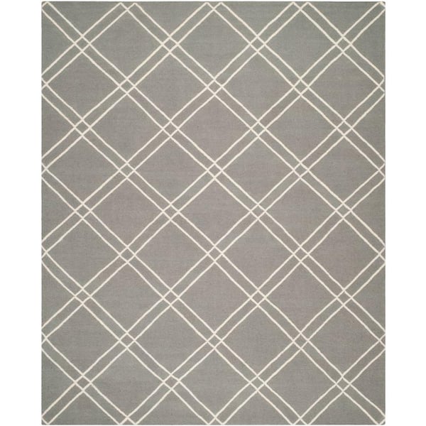 SAFAVIEH Dhurries Grey/Ivory 8 ft. x 10 ft. Area Rug