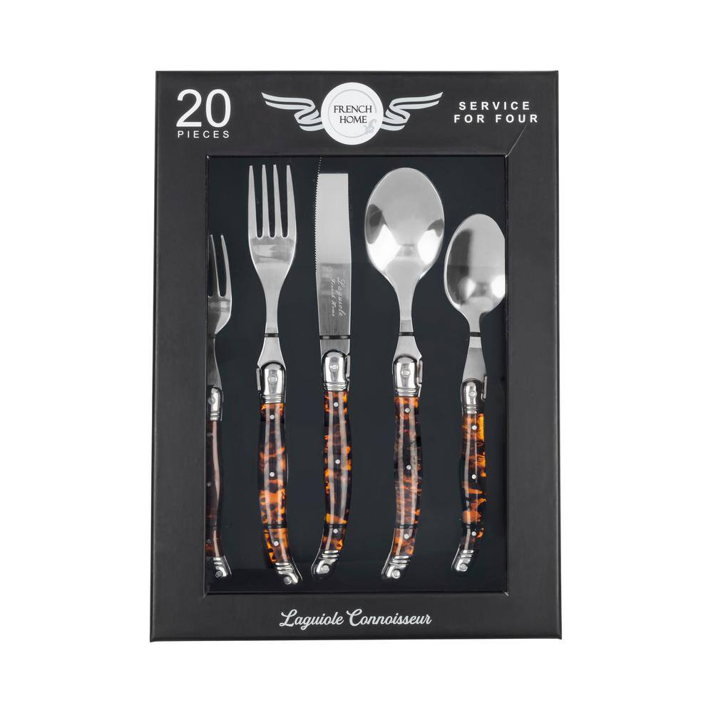 French Home French Home Laguiole Connoisseur 20-Piece 18/10 Stainless-Steel Flatware Set With Handles (Set of 20)
