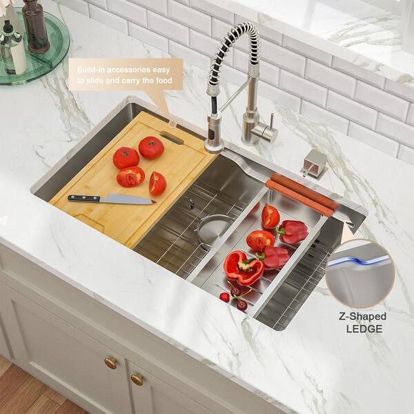 Sarlai 33 in. Undermount Single Bowl 16-Gauge Stainless