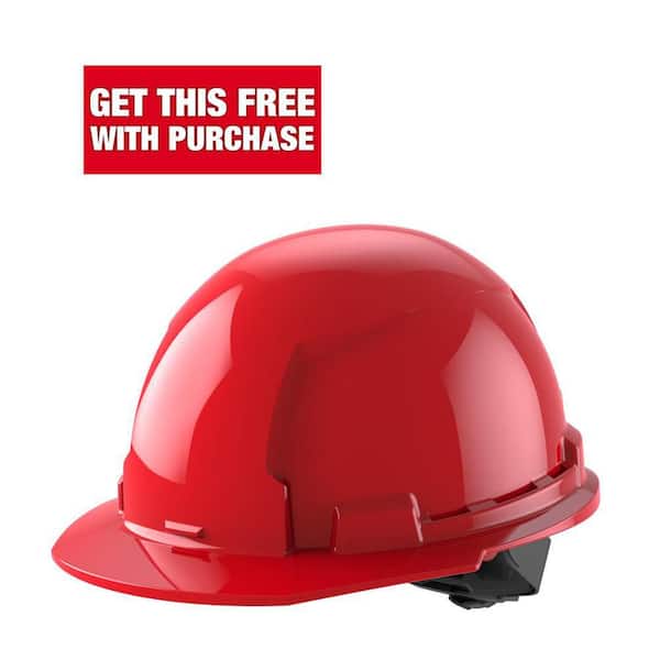 BOLT Red Type 1 Class E Front Brim Non-Vented Hard Hat with 4 Point Ratcheting Suspension