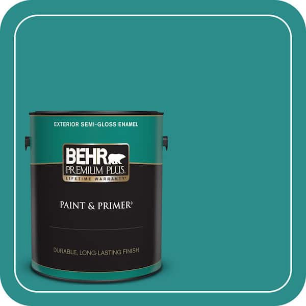 BEHR PREMIUM PLUS 1 gal. Home Decorators Collection #HDC-FL13-12 Taos Turquoise Semi-Gloss Enamel Exterior Paint & Primer