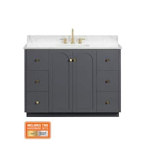 Anabelle 48 in. Single Sink Charcoal Grey Bath Vanity with Engineered Carrara Marble Top (Assembled)