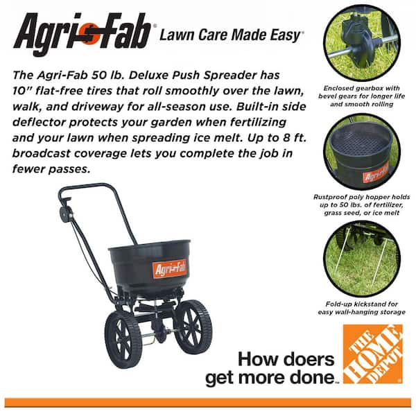 50 lbs. Capacity Side Deflector Push Broadcast Spreader for Seed, Fertilizer and Ice Melt