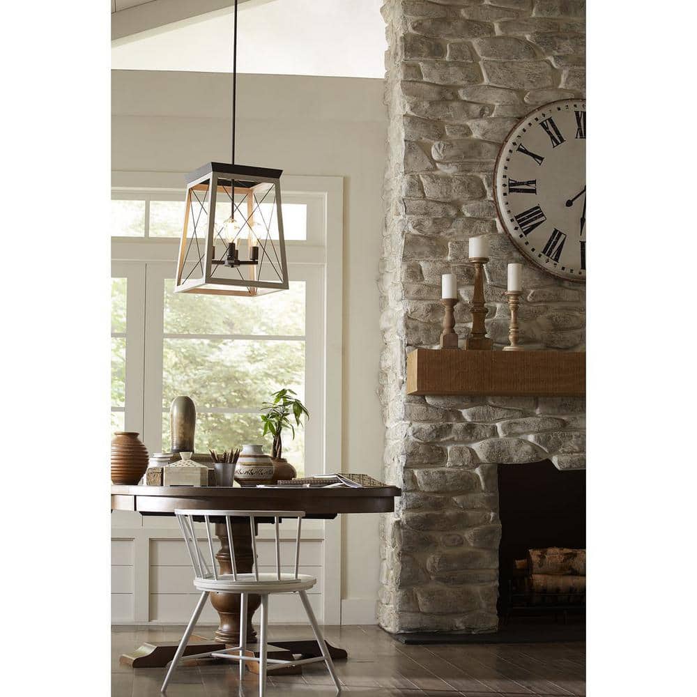 Progress Lighting Briarwood Collection 15-1/2 in. 4-Light Black with Grey  Wood Pattern Kitchen Coastal Pendant Hanging Light P500178-143 - The Home  ..., image size:1000x1000