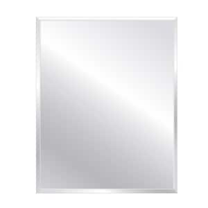 30 in. W x 36 in. H Frameless Rectangular Beveled Edge Bathroom Vanity Mirror in Silver