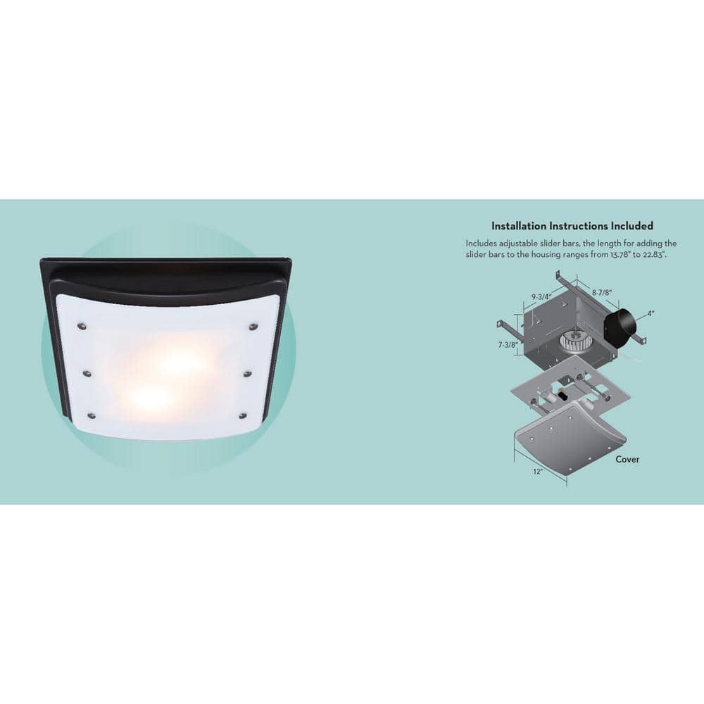 Matte Black Decorative Bathroom Ventilation Fan with Light