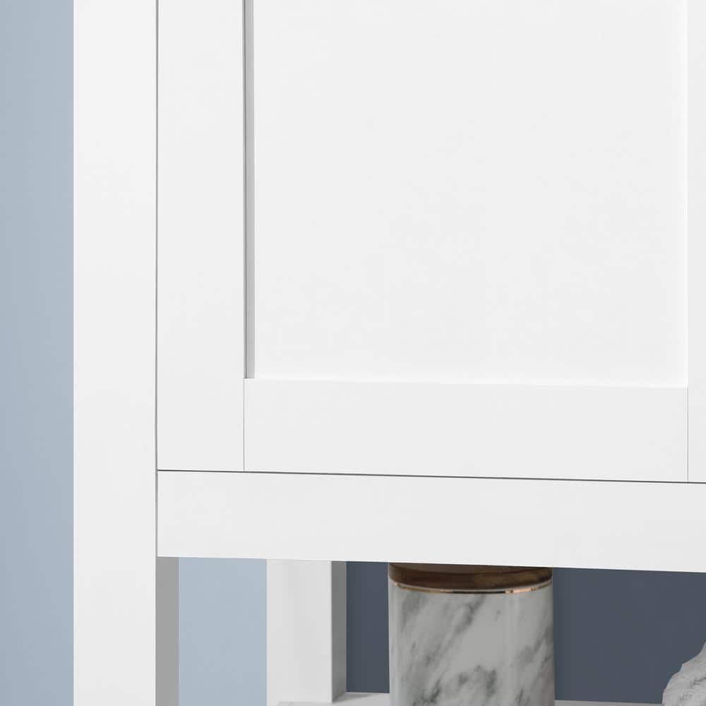 Vegas 36" Pure White Freestanding Bathroom Vanity with Marble Top