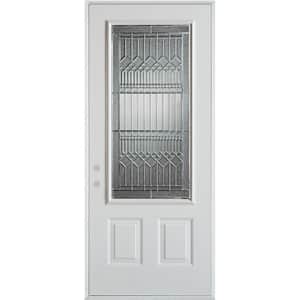 36 in. x 80 in. Lanza Zinc 3/4 Lite 2-Panel Painted White Steel Prehung Front Door