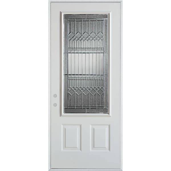 Stanley Doors 36 in. x 80 in. Lanza Zinc 3/4 Lite 2-Panel Painted White Steel Prehung Front Door