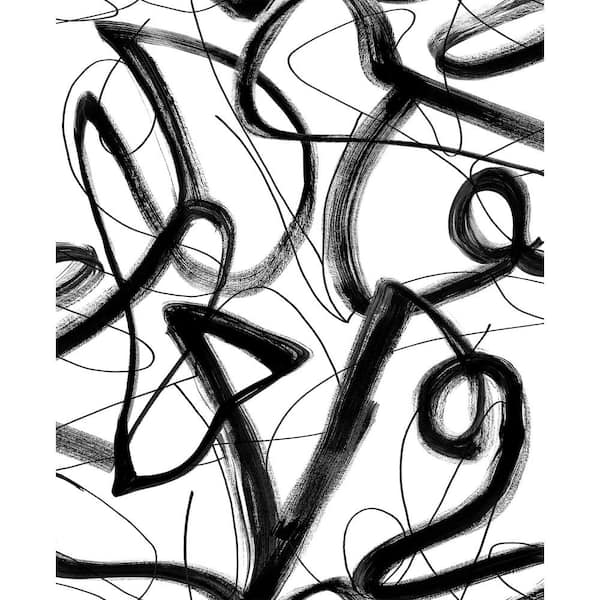 NextWall 30.75 sq. ft. Ebony Graphic Linework Vinyl Peel and Stick Wallpaper Roll