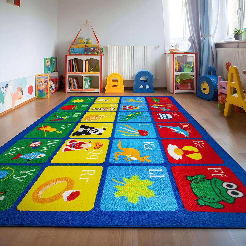 Multicolor Synthetic Alphabet Educational Kids Area Rug 8' x 10'