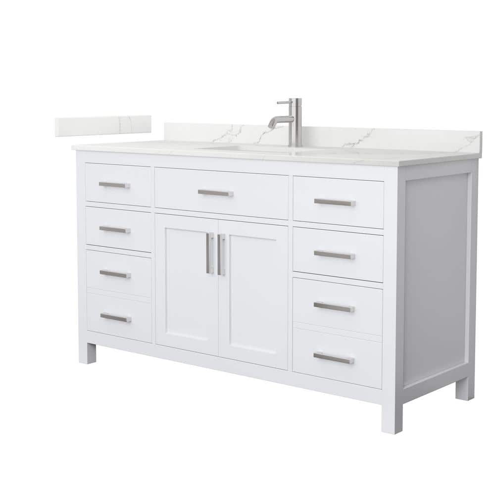 Beckett 60 in. Single Freestanding White Bath Vanity with Giotto Quartz Top Unassembled price history on PriceWatchPro