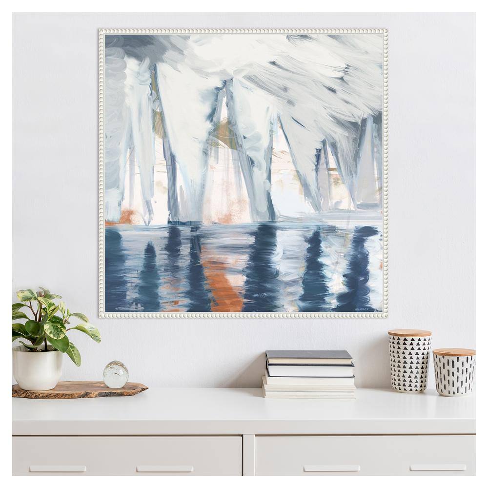 30"x30" Beaded Framed Abstract Coastal Canvas Wall Art