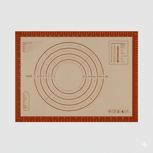 16 x 24 in. Silicone Non-Stick Pastry Mat with Measurement Chart Extra Large Baking Dough Mat for Pie Pizza Cookies