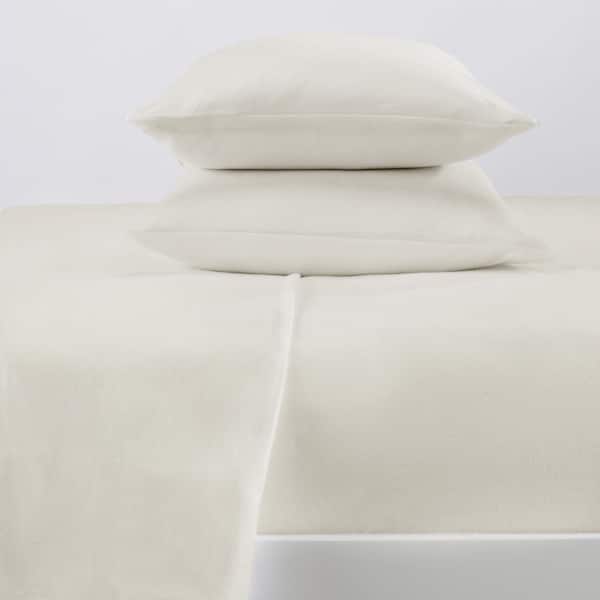4-Piece Beige Solid 100% Premium Cotton King Flannel Sheet Set