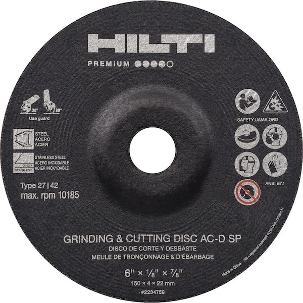 Hilti 6 in. x 7/8 in. Type 27 Premium Thin Abrasive Cutting Disc with Depressed Center (25-Pack)