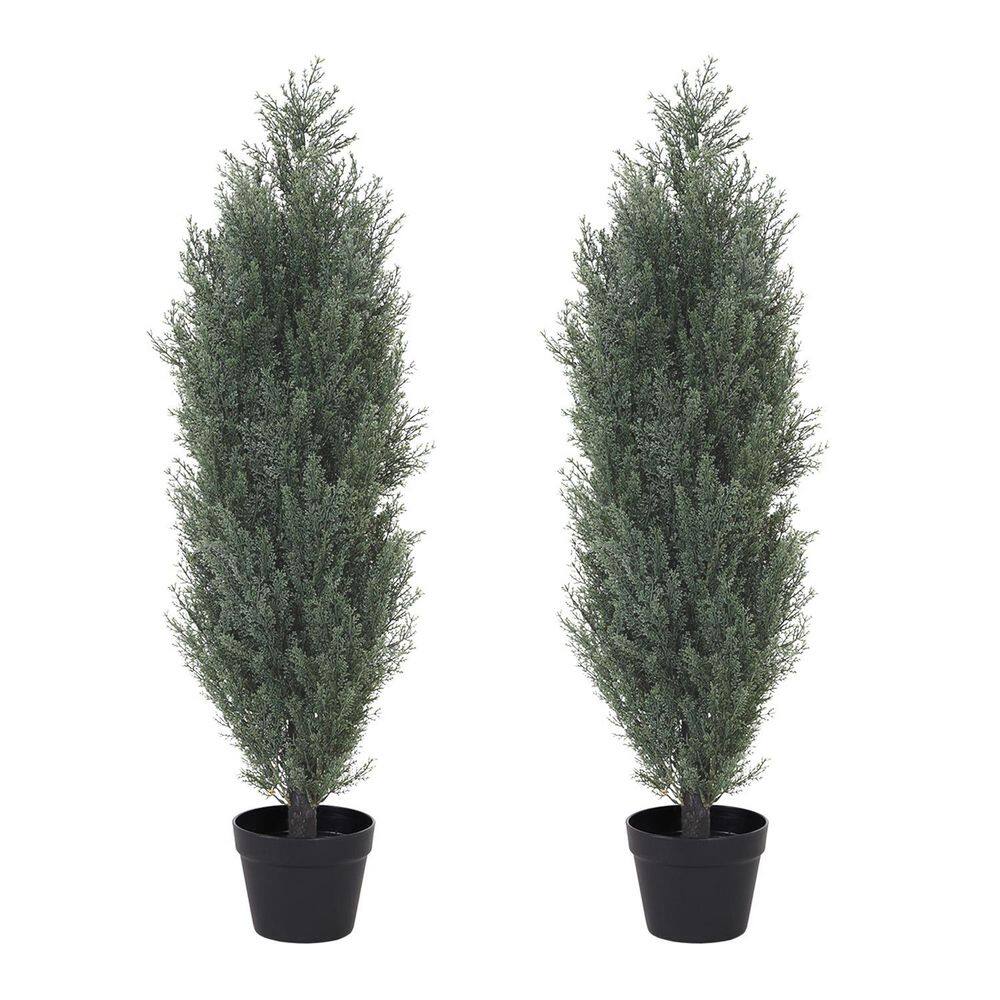 35.4 in. Outdoor Artificial Cedar Tree in Pot Plastic Floor Garden Planter (2-pack) price history on PriceWatchPro