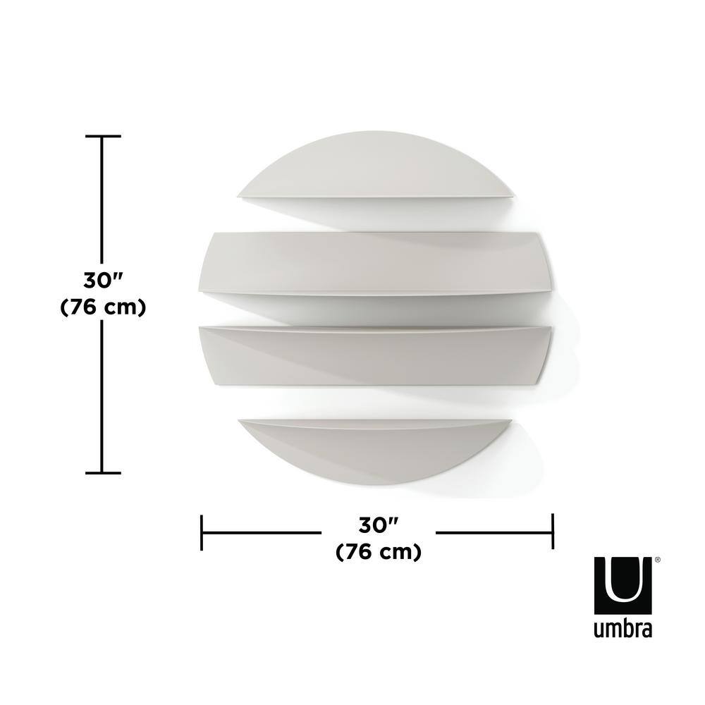 Stone Gray Circular Metal Floating Wall Shelves Set