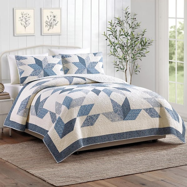 MODERN HEIRLOOM Bright Star 2-Piece Blue Patchwork Cotton Twin Quilt Set