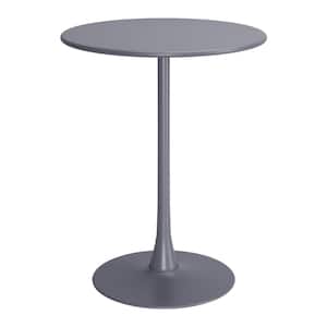 Soleil Outdoor Collection Gray Round Steel Outdoor Bar Table