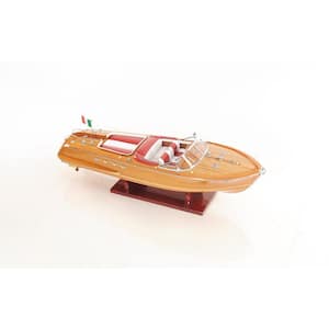 Wood Hand Painted Boat Decorative Sculpture