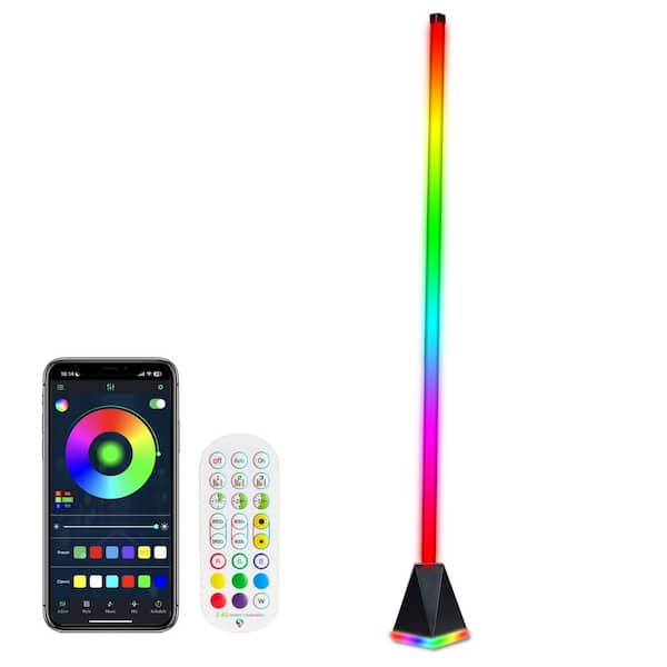 48 in. Black LED Corner Lamp Standard Floor Lamp with RGB Function (1-Pack)