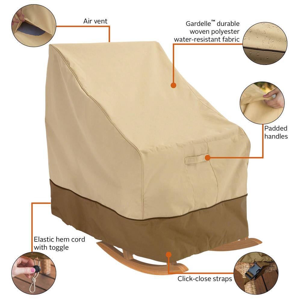 Medium Pebble and Bark Polyester Patio Rocking Chair Cover