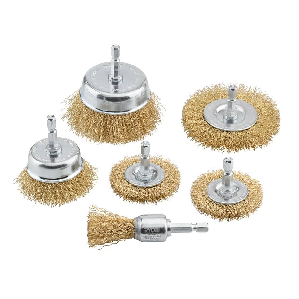 Brass Wire Wheel Brush Kit Set Crimped Cup Brush 1/4 Shank for Drill 5pcs