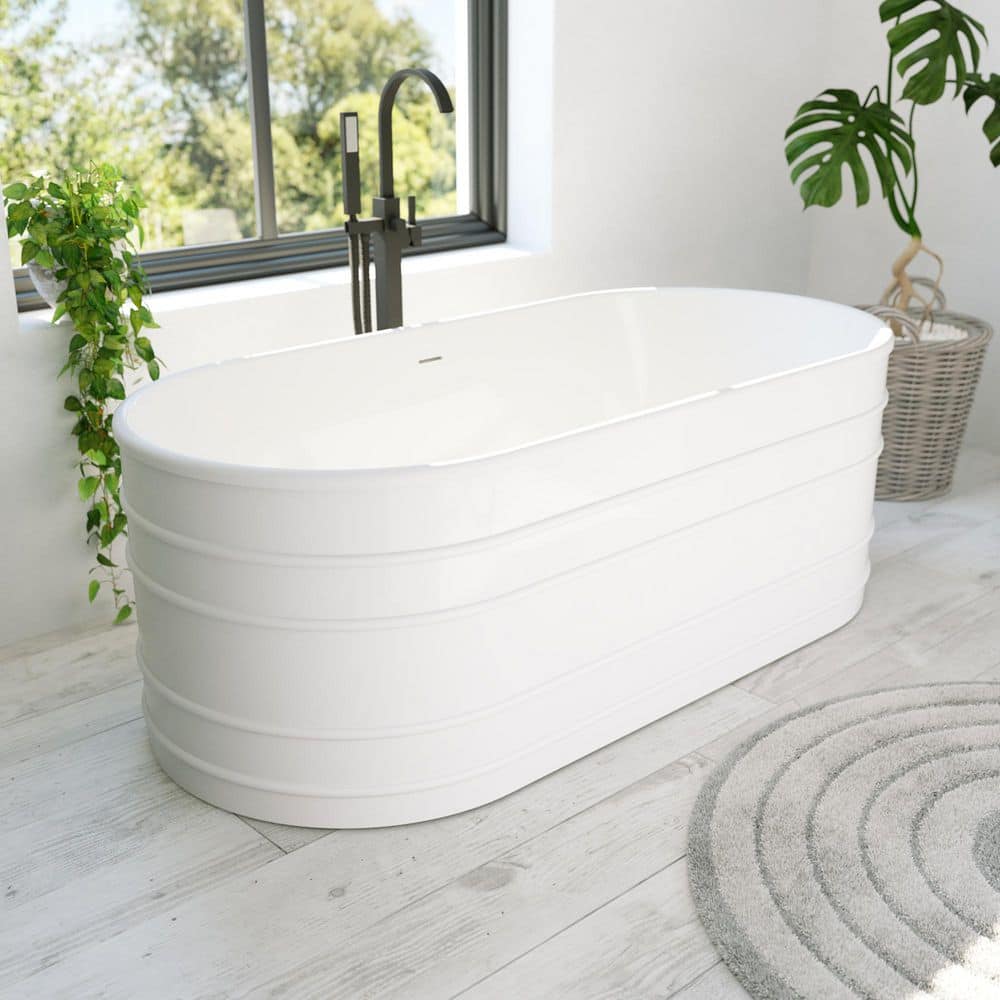 Infinity Z 67 in. x 30 in. Freestanding Acrylic Soaking Bathtub with Center Drain in Brushed Nickel price history on PriceWatchPro