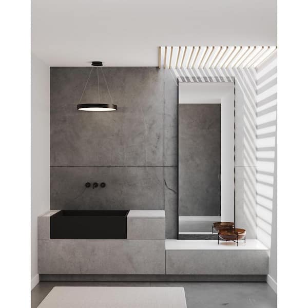 Progress Lighting Inverse 27-Watt Integrated LED Matte Black Modern Integrated LED Pendant with Shade for Dining and Kitchen