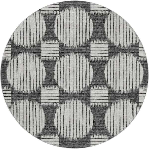 Dream Shag Premium Machine Washable Abstract ADS119 Gray 8 ft. x 8 ft. Round Rug