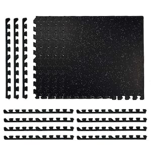 Black + White 24 in. W x 24 in. L x 0.55 in. Thick EVA Foam Interlocking Exercise\Gym Floor Tiles (12-Tile) (48 sq. ft.)