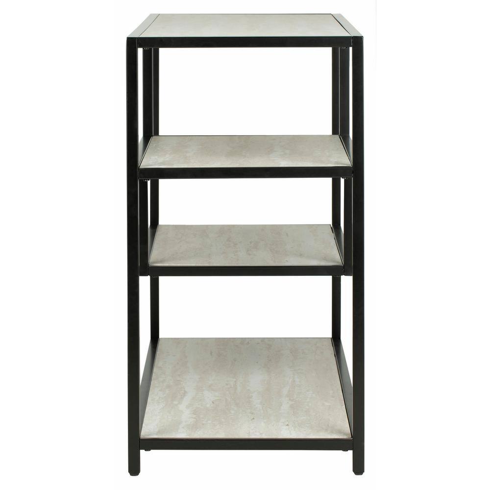 Beige and Black Geometric Wood Console Table with Storage