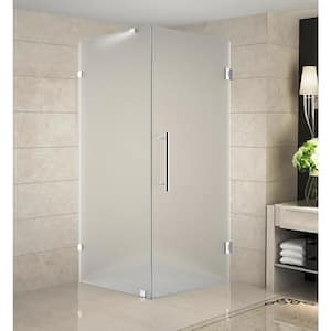 Aquadica 38 in. x 38 in. x 72 in. Completely Frameless Hinged Square Shower Enclosure with Frosted Glass in Chrome