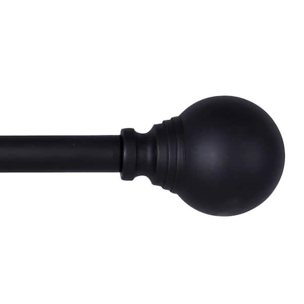 Kenney Fast Fit Easy Install Dryden 36 in. - 66 in. Adjustable Single Curtain Rod 5/8 in. Dia., Black with Ball Finials