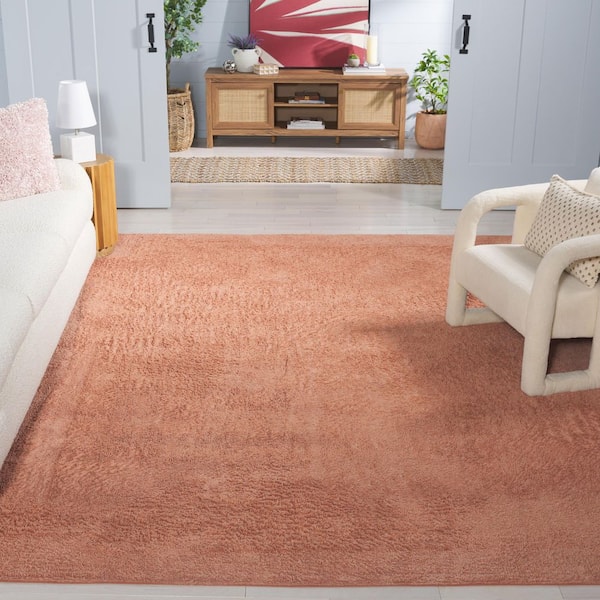 Easy Care Rust 6 ft. x 9 ft. Machine Washable High-Low Abstract Solid Area Rug