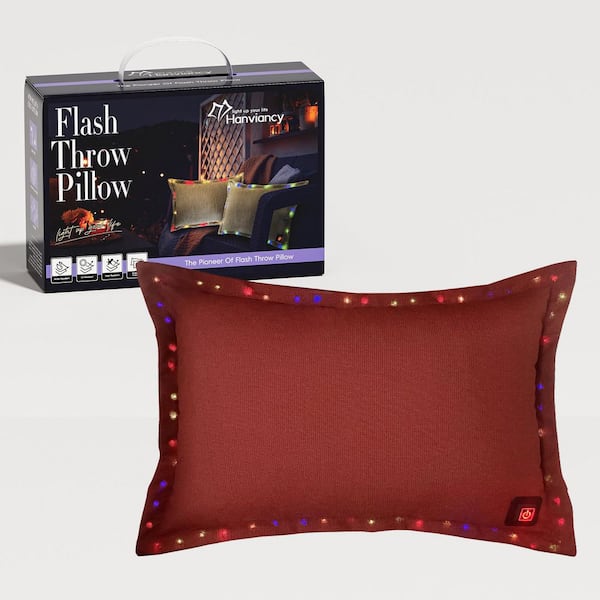 Rectangle Red Outdoor 13 ft. x 18 ft. Throw Pillow with Led Lighting Edge Christmas Decorative Pillow Flash Throw Pillow