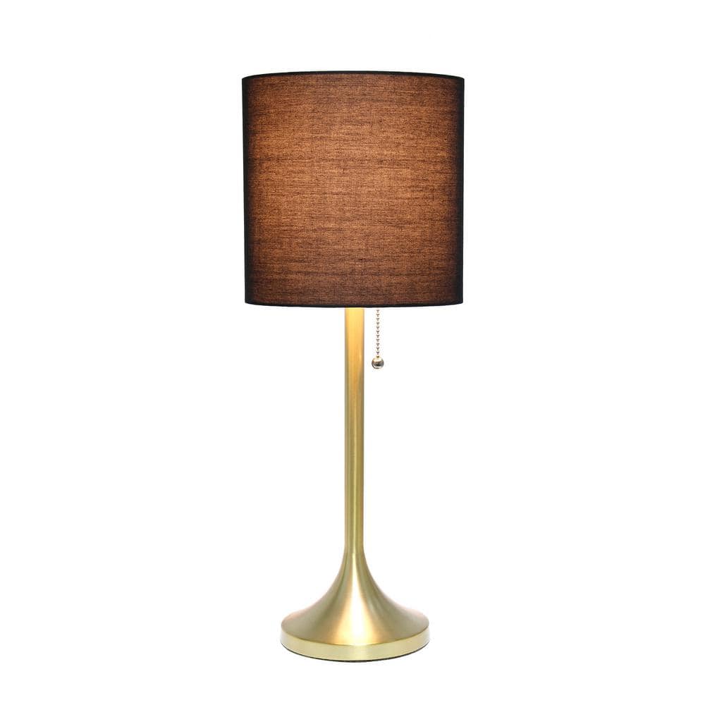 Gold Tapered Table Lamp with Black Fabric Drum Shade