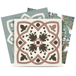 Brown, White and Green N22 6 in. x 6 in. Vinyl Peel and Stick Tile (24 Tiles, 6 sq. ft./pack)