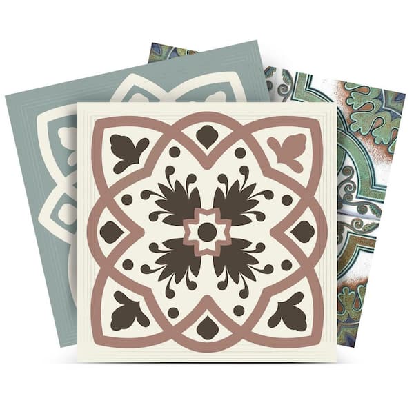 MI ALMA Brown, White and Green N22 6 in. x 6 in. Vinyl Peel and Stick Tile (24 Tiles, 6 sq. ft./pack)