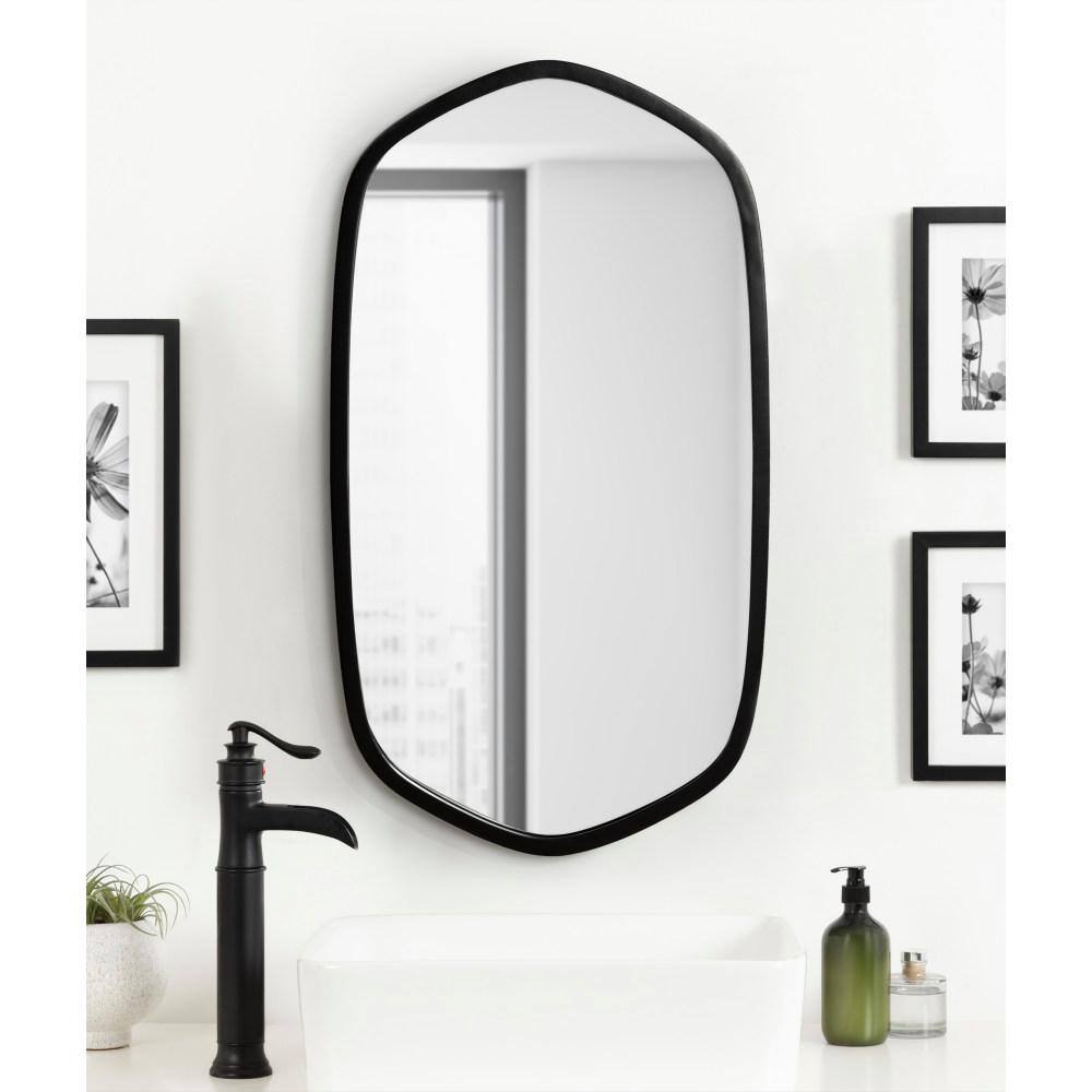 McLean Black Metal Framed Oblong Hexagon Wall Mirror 20x36