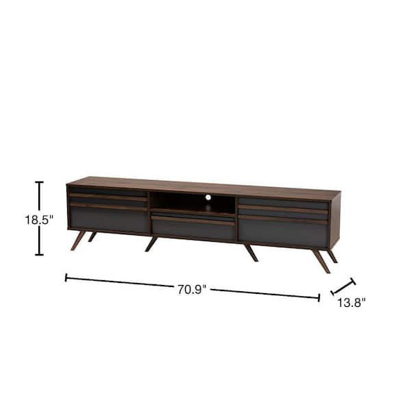 Baxton Studio Naoki 71 in. Grey and Walnut Particle Board TV Stand