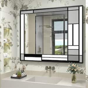 40 in. W x 32 in. H Rectangular Tempered Glass and Aluminum Alloy Framed Window Pane Wall Decor Bathroom Vanity Mirror