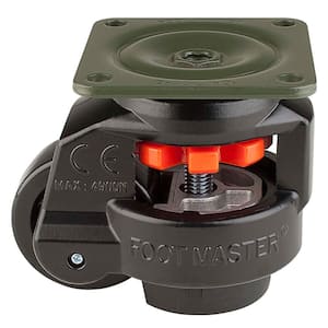 GD Series 2-1/2 in. Nylon Swivel Flat Black Plate Mounted Leveling Caster with 1210 lb. Load Rating